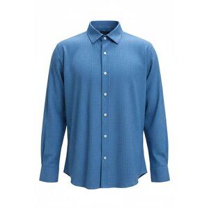 Nautica Slim Fit Blue Check Stretch Button Down Shirt Mens XL Long Sleeve